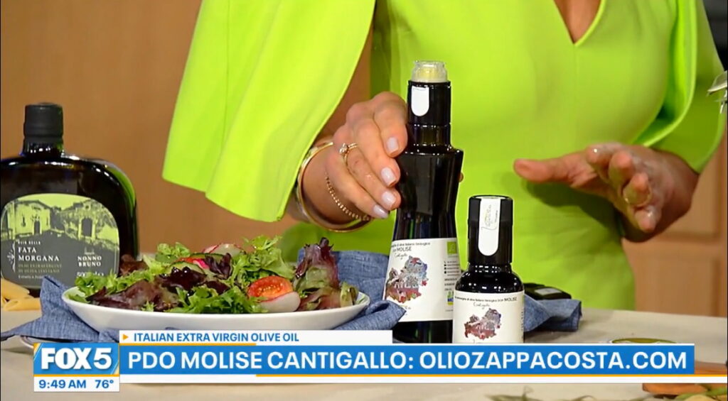 L'olio extra vergine di oliva biologico D.O.P. Molise Cantigallo di Masserie Zappacosta ospite su FOX5 New York.